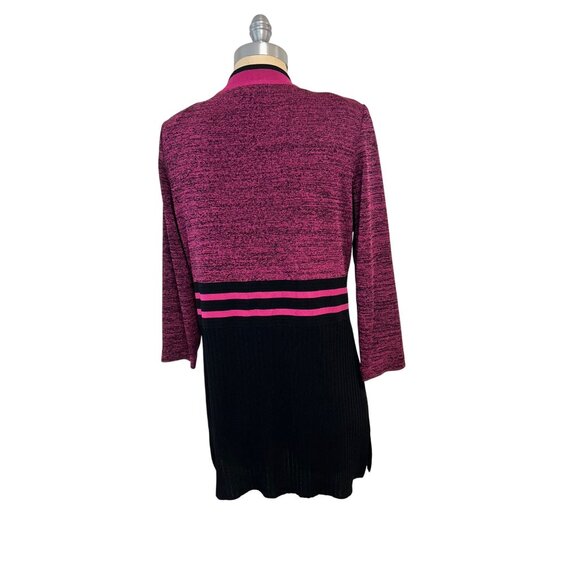 Misook Pink & Black Two-Piece Knit Twinset Cardigan & Tank Top Set Small - Picture 3 of 6